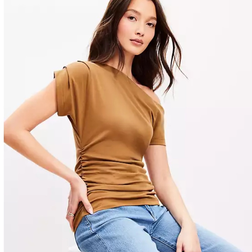 LOFT asymmetrical Brown Top